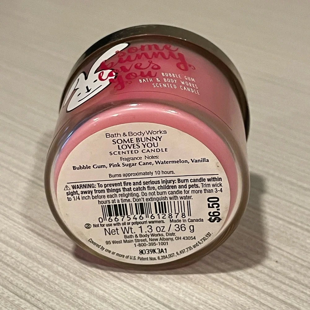 NWT Bath and Body Works Some Bunny Loves You Mini Candle Pink Bubble Gum Easter - Picture 5 of 5